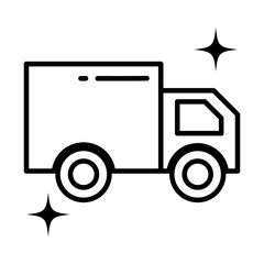 Poster - cargo transport truck , line style icon