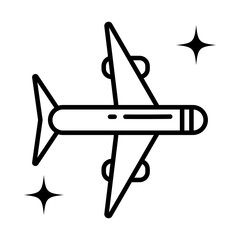 Sticker - passenger air plane , line style icon