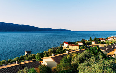 Sticker - Beautiful landscape of Gargnano small town on Garda Lake in Italy