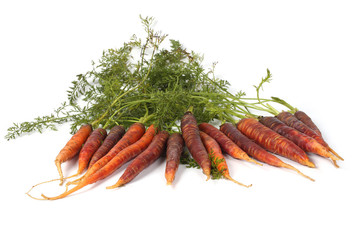 Canvas Print - Yellow-red carrot with leaves