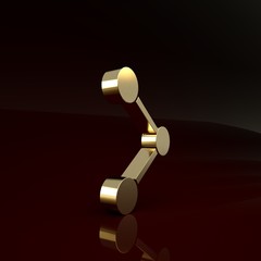 Poster - Gold Share icon isolated on brown background. Share, sharing, communication pictogram, social media, connection, network. Minimalism concept. 3d illustration 3D render