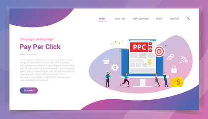 Poster - ppc pay per click or paid per click for website template or landing homepage design campaign