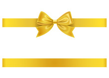 Yellow Ribbon And Bow Isolated On White