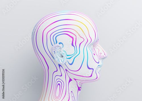Fotomural Abstract human head, 3d render, artificial intelligence concept