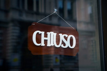 Italian Sign "Chiuso" (Closed) Of The Bar.