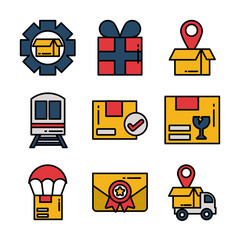 Canvas Print - set of icons freight delivery logistics on white background