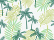 Vector seamless tropical pattern with palm tree and leaves on white background. Vector  floral illustration for textile, print, wallpapers, wrapping.
