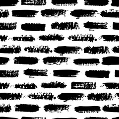 Wall Mural - grunge brush stroke seamless pattern. abstract texture hand drawn with a ink. vector monochrome scan
