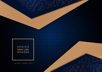 Poster - Abstract composition of bright triangles on a dark background from a texture with round perforations. Layering, the effect of light in the center. Template for cover, banner, brochure, business card.