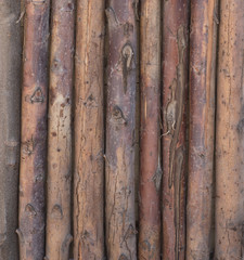 Sticker - log fence, wooden background, barn wall