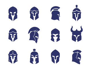 Wall Mural - helmets set, spartan, greek and roman, gladiator helmet