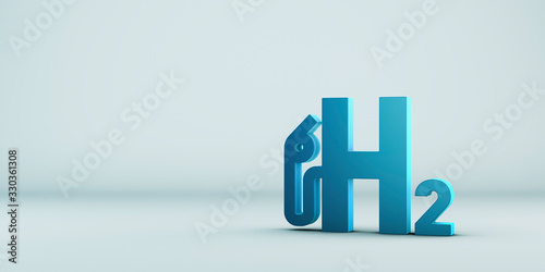 Fototapete H2 Wasserstoff Logo, Innovation und Zukunftstechnologie