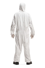 Man In A White Decontamination Suit