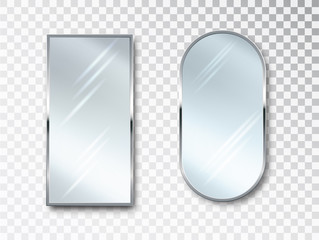 Leinwandbilder - Mirrors set isolated. Metal frames for decor. Realistic 3D design