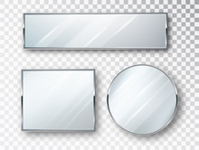 Mirrors Set Of Different Shapes Isolated. Mirror Frames Or Mirror Decor Interior Vector Illustration.