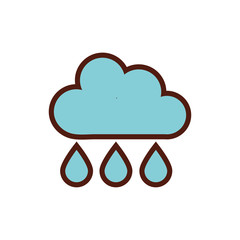 Sticker - clouds rainy with drops flat style