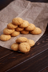 Lean cookies with coconut on a brown background