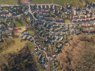 Wall Mural - Aerial view of rural town in Switzerland in winter time