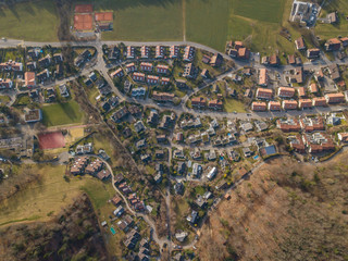 Wall Mural - Aerial view of rural town in Switzerland in winter time