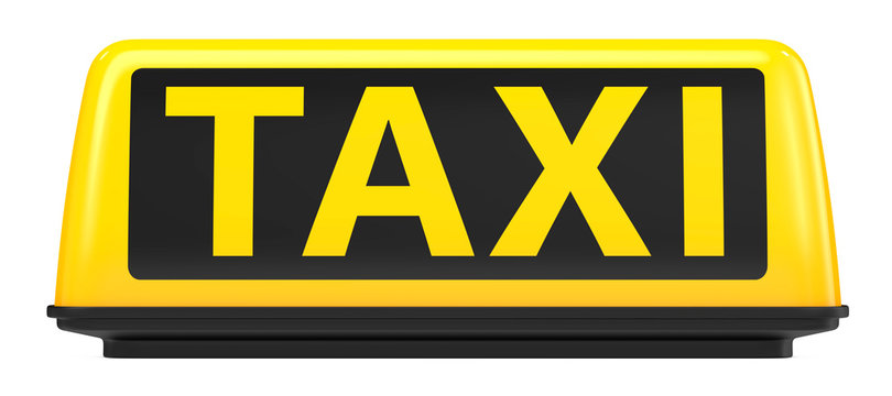 3d rendering illustration of new york city style taxi sign for cab isolated on white background. fro