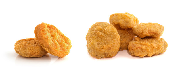 Wall Mural - Fried chicken nuggets isolated on white