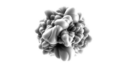 Wall Mural - 3d Looped abstract sphere with bulging. Wavy surface with ripples. Trendy monochrome texture, isolated ball with convexity, cell motion graphic design, animated elastic texture.