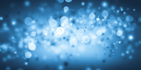 Wall Mural - white bokeh blur background / Circle light on blue background / abstract light background