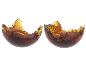 Wall Mural - liquid oil splash inside sphere on white background. 3d render.