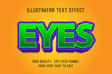 Poster - Editable text effect, green cartoon 3d zoom