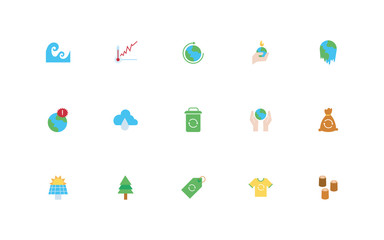 Poster - bundle of climate change set flat icons