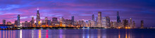 Chicago Downtown Buildings Skyline Evening Sunset Dusk 