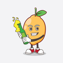 Wall Mural - Lemon Fruit cartoon mascot character holding a beer