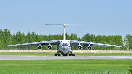 The plane is on the runway. IL-76 .