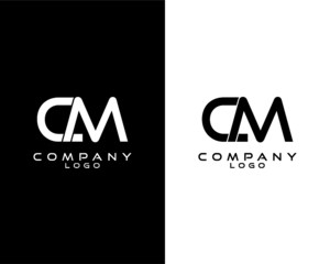 CM, MC modern logo design with white and black color that can be used for business company.