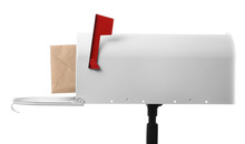 Mail Box With Letter On White Background