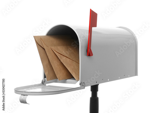 Fotomural Mail box with letters on white background
