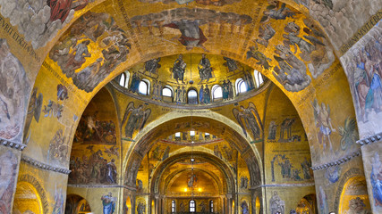 interior ceiling st mark's basilica, venice, italy