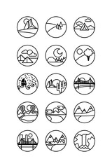 Poster - bundle of landscapes circular set scenes