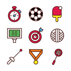 Canvas Print - bundle of sports set line and fill icons