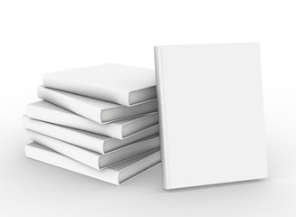 Poster - template empty book mockup set white background , 3d rendering