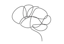 One Line Brain Design Silhouette.Logo Design. Hand Drawn Minimalism Style