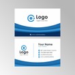© hafid - Simple abstract business card with blue and white color design, professional name card template vector