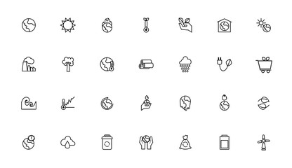 Sticker - bundle of climate change set line icons