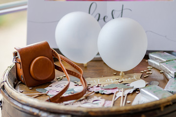 white balloon knowing the decoration of a wedding or a party