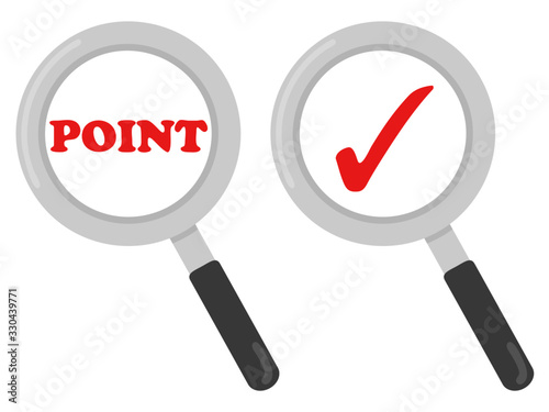 ポイントマークとチェックマークと虫眼鏡 Stock Vector Adobe Stock