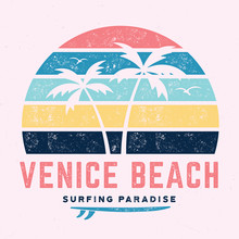 Venice Beach Surfing Paradise - Tee Design For Printing