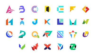 Poster - Collection of letter a to z logo. Geometric abstract logos. Abstract font and alphabet. Isolated on White background
