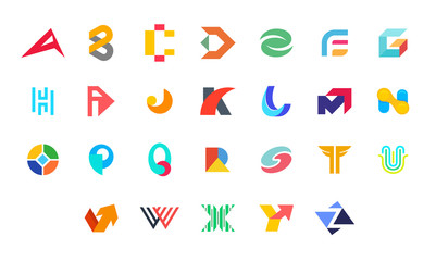 Poster - Collection of letter a to z logo. Geometric abstract logos. Abstract font and alphabet. Isolated on White background