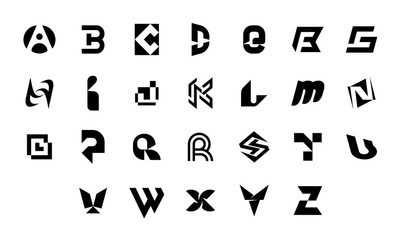 Poster - Collection of letter a to z logo. Geometric abstract logos. Abstract font and alphabet. Isolated on White background