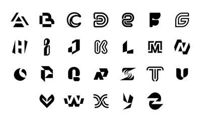 Poster - Collection of letter a to z logo. Geometric abstract logos. Abstract font and alphabet. Isolated on White background